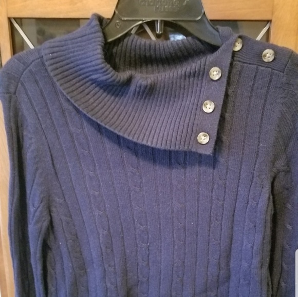 Split Neck Cable Knit Tommy Hilfiger Sweater - Picture 2 of 4